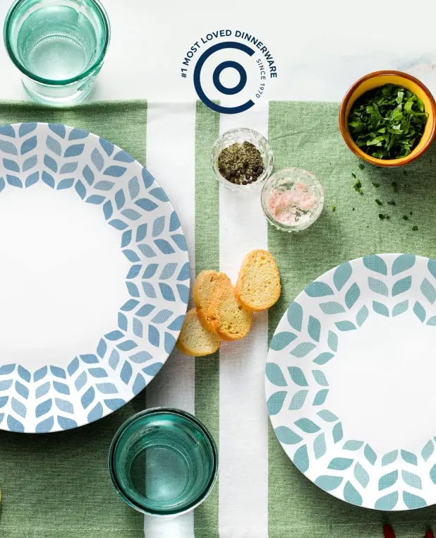 סט צלחות 18 חלקים, Northern Pines מבית Corning Corelle תוצרת ארצות הברית