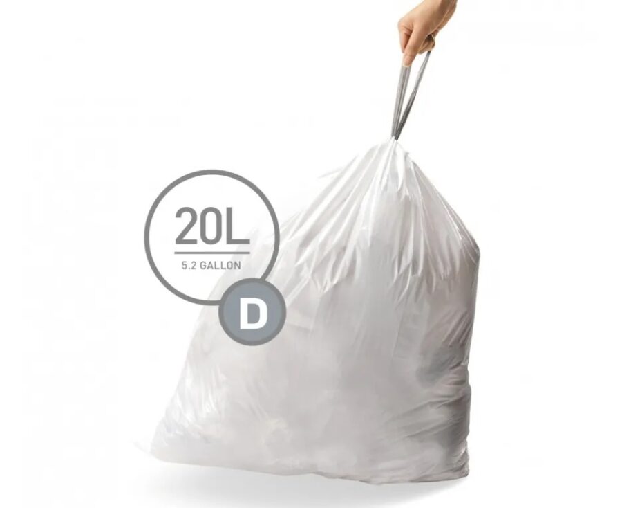 20 שקיות מסוג D, לפח 20 ל' simplehuman