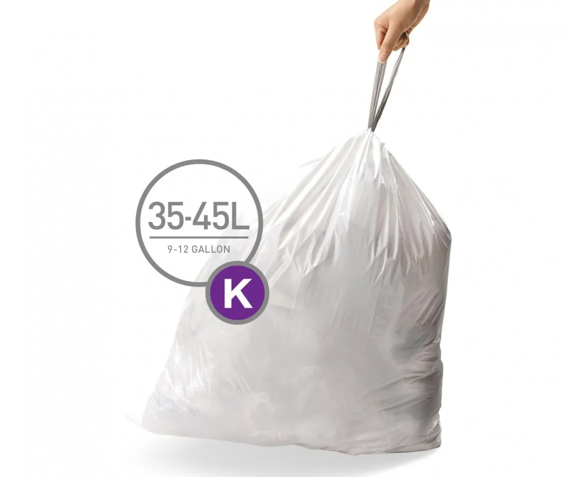 20  שקיות מסוג K, לפח 40-45 ל'-simplehuman