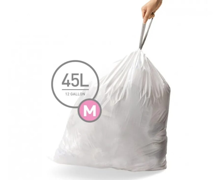 20  שקיות מסוג M, לפח 45 ל'-Simplehuman