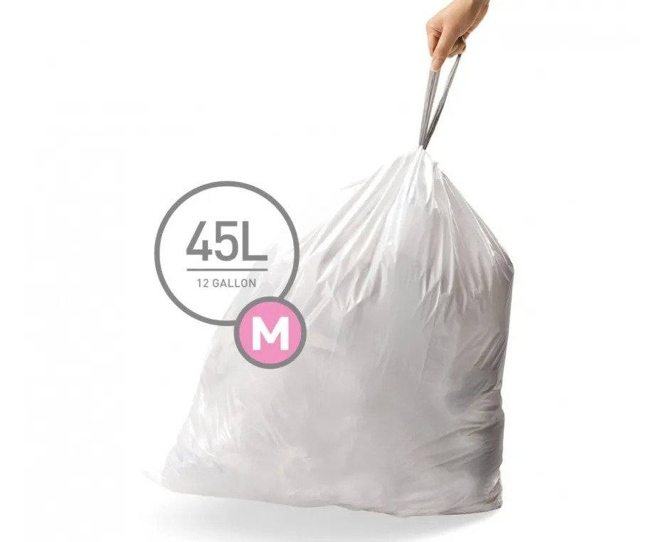60  שקיות מסוג M, לפח 45 ל’-Simplehuman