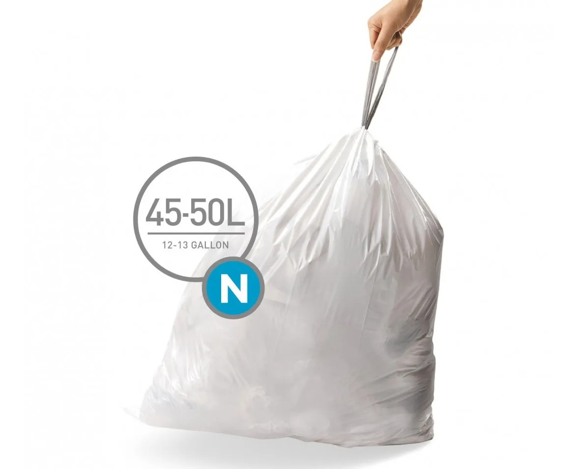 20 שקיות מסוג N, לפח 45-50 ל’-simplehuman