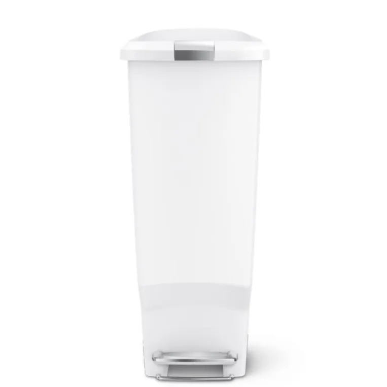פח פלסטיק דוושה צר, לבן 40 ל' Simplehuman