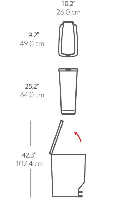 פח פלסטיק דוושה צר, לבן 40 ל' Simplehuman