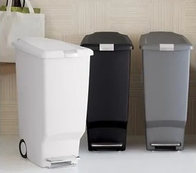 פח פלסטיק דוושה צר, אפור 40 ל' Simplehuman