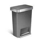 פח פלסטיק דוושה מלבני, אפור 45 ל' simplehuman