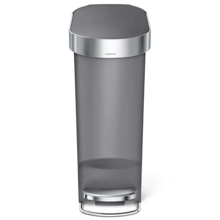 פח פלסטיק דוושה צר, אפור 40 ל’ simplehuman