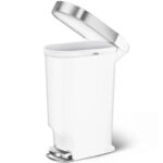 פח פלסטיק דוושה צר, לבן 40 ל' simplehuman
