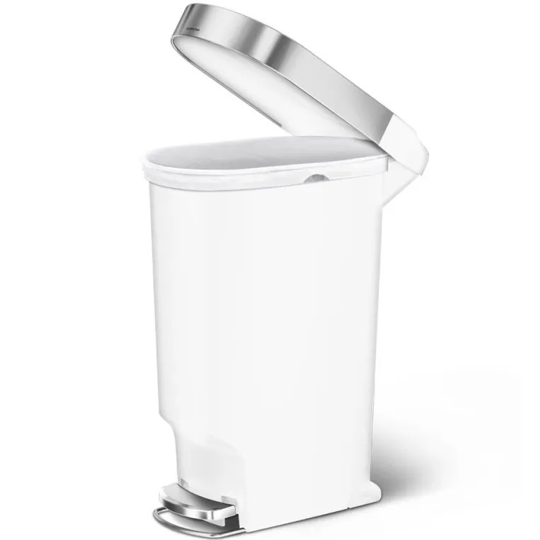 פח פלסטיק דוושה צר, לבן 40 ל' simplehuman