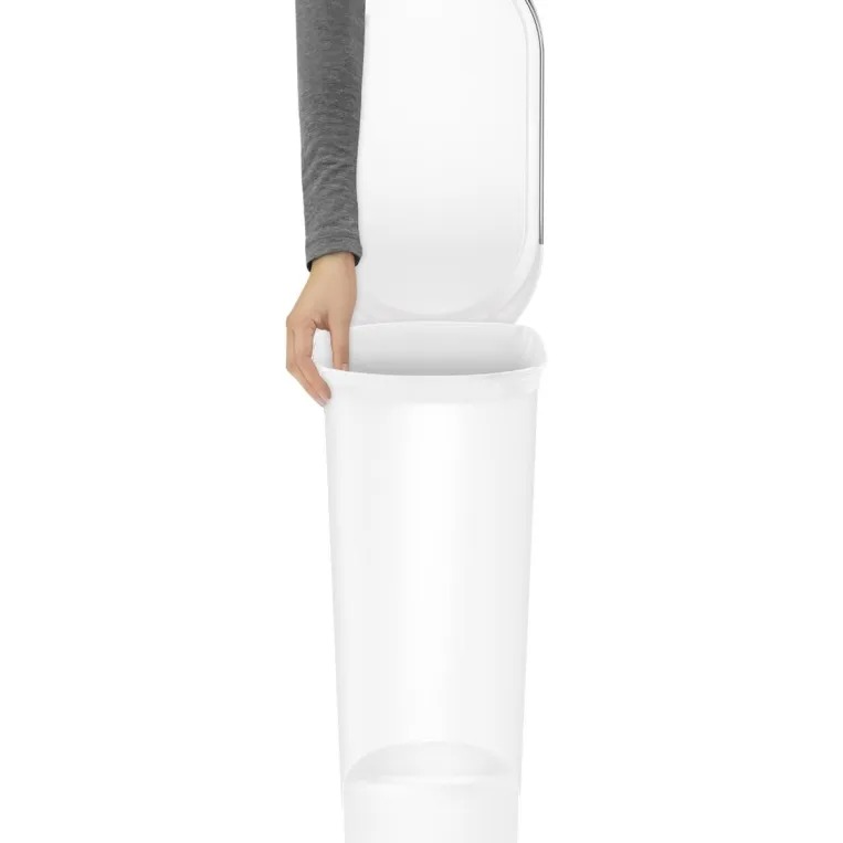 פח פלסטיק דוושה צר, לבן 40 ל' simplehuman