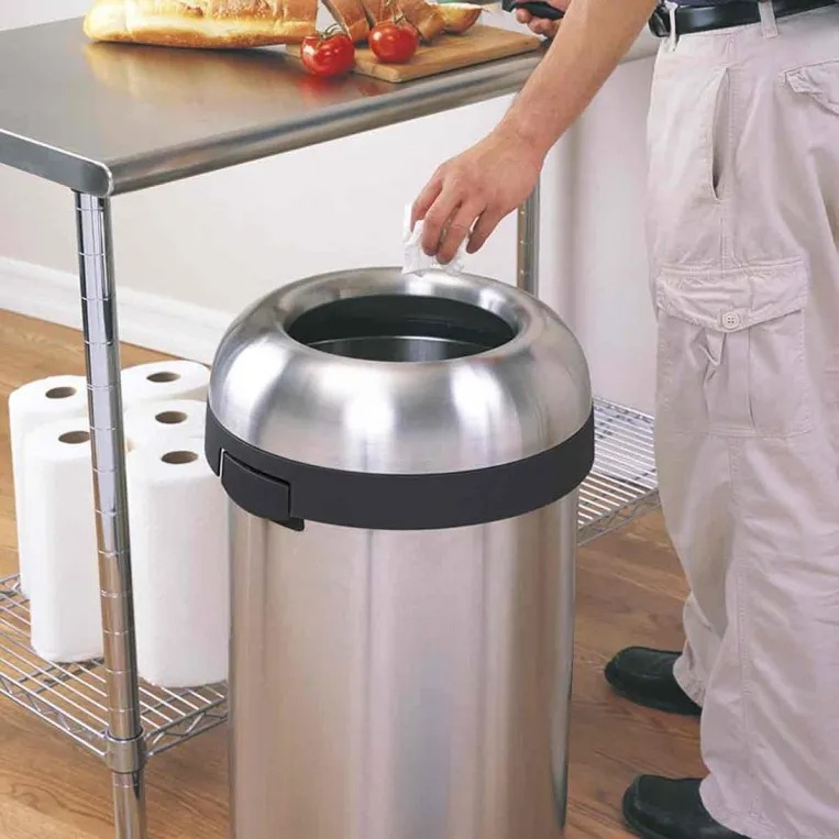 פח פתוח עגול, נירוסטה 60 ל'-simplehuman