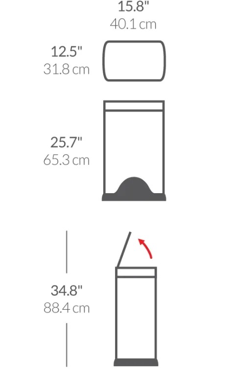 פח דוושה מלבני, נירוסטה 38 ל'-simplehuman