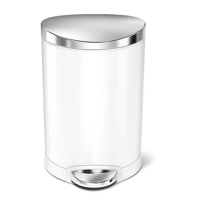 פח דוושה לבן,חצי עגול,נירוסטה 6 ל’ simplehuman