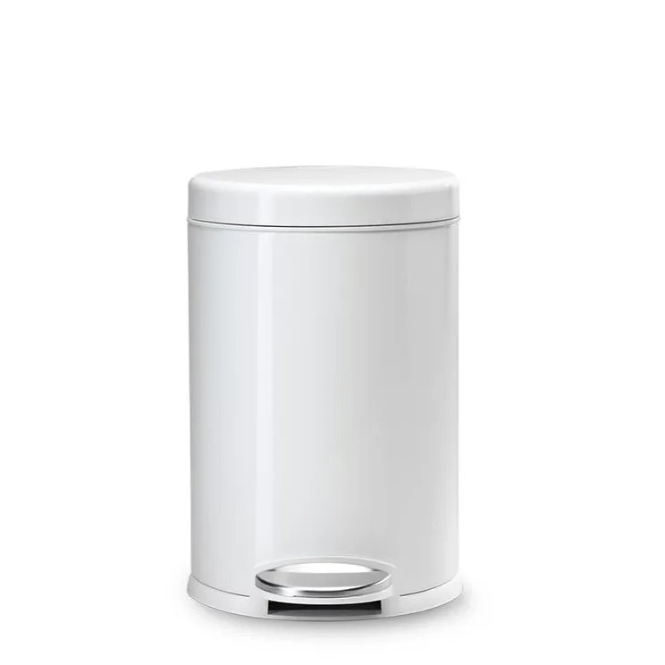 פח נירוסטה,דוושה עגול, לבן 4.5 ל' Simplehuman