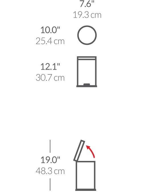 פח נירוסטה,דוושה עגול, לבן 4.5 ל' Simplehuman
