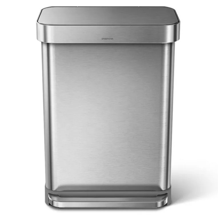 פח דוושה רחבה מלבני, נירוסטה 55 ל' simplehuman