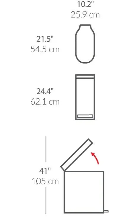 פח דוושה צר נירוסטה, לבן 45 ל' simplehuman