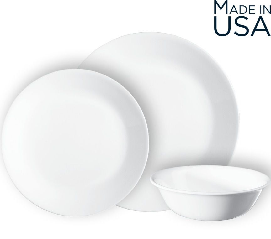 סט 18 חלקים מנה ראשונה, Winter Frost White     מבית Corning Corelle תוצרת ארצות הברית