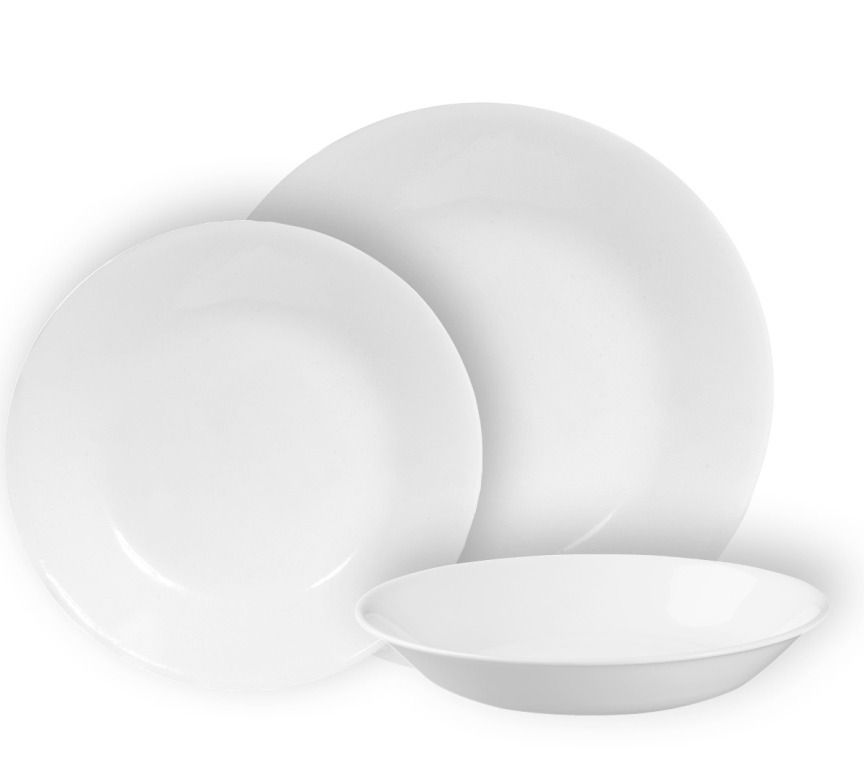 סט 18 חלקים פסטה לבן חלק  מבית Corning Corelle תוצרת ארצות הברית