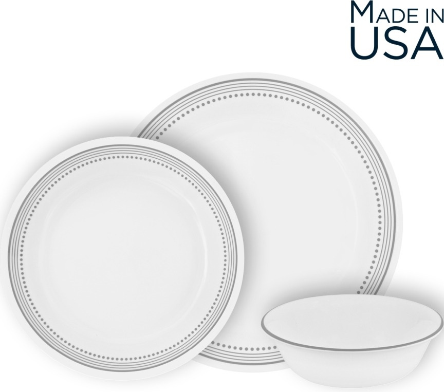 סט 18 חלקים, Mystic Gray  מבית Corning Corelle תוצרת ארצות הברית