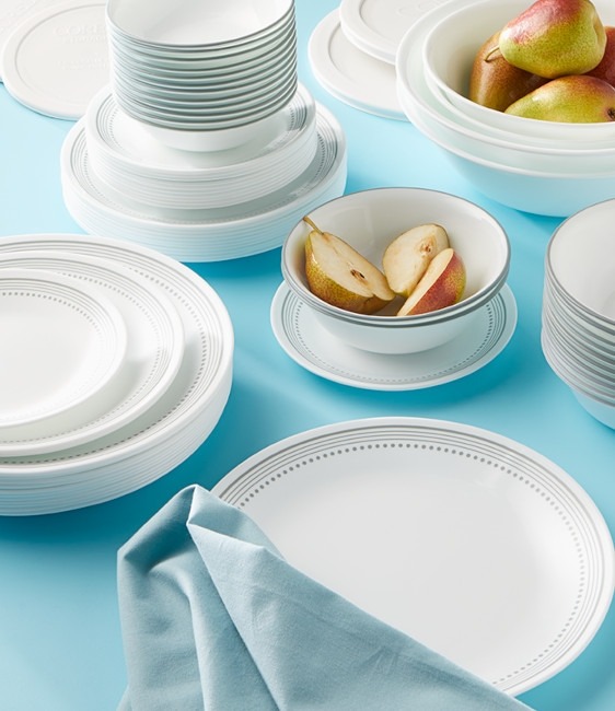 סט 18 חלקים, Mystic Gray  מבית Corning Corelle תוצרת ארצות הברית