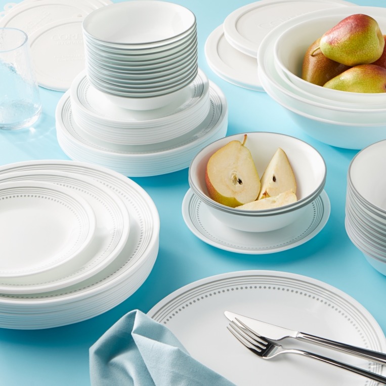 סט 18 חלקים, Mystic Gray  מבית Corning Corelle תוצרת ארצות הברית