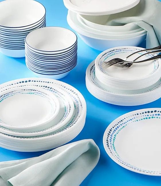 סט 18 חלקים, Ocean Blues  מבית Corning Corelle תוצרת ארצות הברית