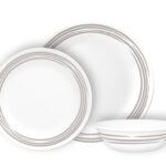 סט צלחות 18 חלקים, Brushed Silver מבית Corning Corelle תוצרת ארצות הברית