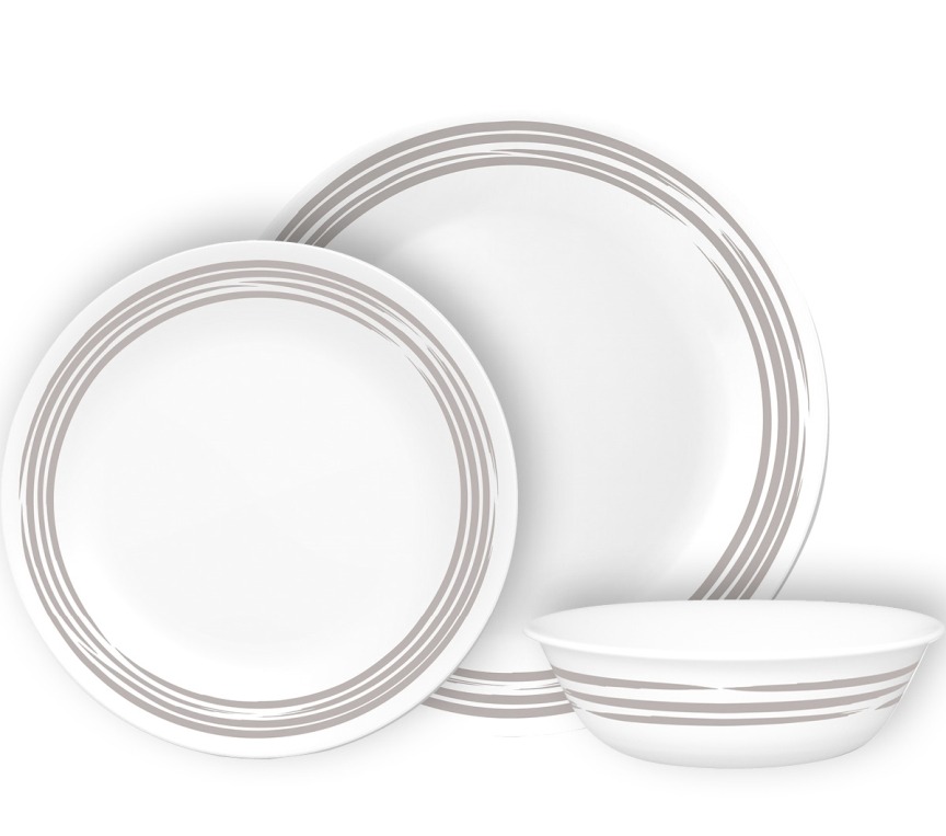 סט צלחות 18 חלקים, Brushed Silver מבית Corning Corelle תוצרת ארצות הברית