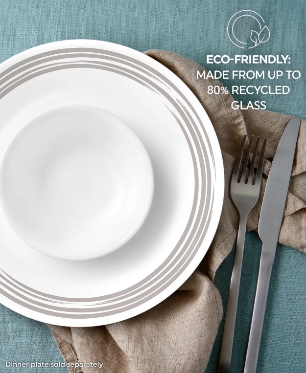 סט צלחות 18 חלקים, Brushed Silver מבית Corning Corelle תוצרת ארצות הברית