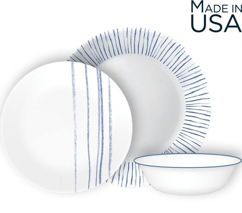 סט 12  חלקים Botanical Stripes פסים| מבית Corning Corelle תוצרת ארצות הברית
