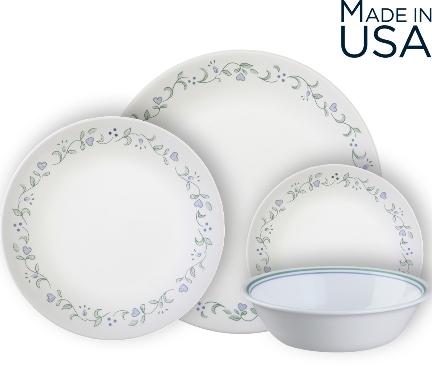 סט צלחות 24 חלקים, Country Cottage מבית Corning Corelle תוצרת ארצות הברית
