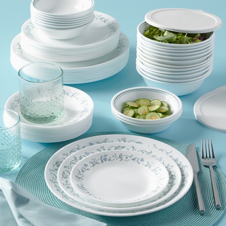 סט צלחות 24 חלקים, Country Cottage מבית Corning Corelle תוצרת ארצות הברית