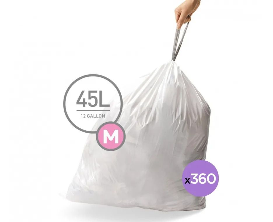 מארז שנתי 360 שקיות מסוג M, לפח 45 ל’-Simplehuman