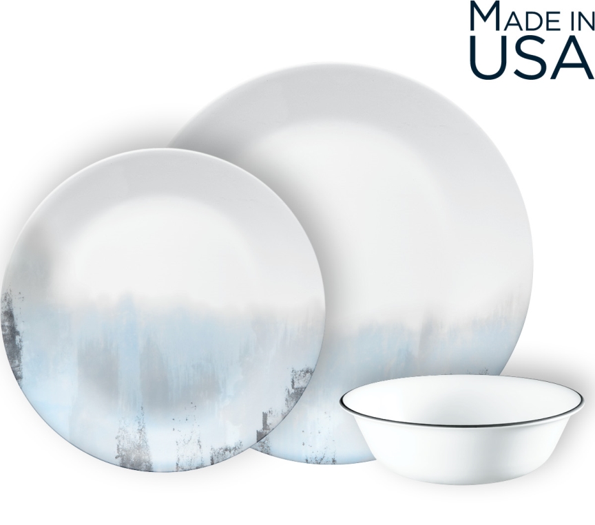 סט 12 חלקים, Tranquil Reflection מבית Corning Corelle תוצרת ארצות הברית