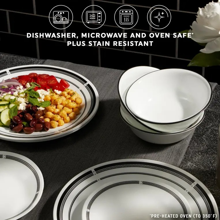 צלחת מנה ראשונה 21.5 ס"מ דגם Brasserie 147 מבית Corning Corelle תוצרת ארצות הברית