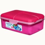 קופסת אוכל מחולקת  צבע ורוד 1.5 ל' +בקבוק מבית SISTEMA