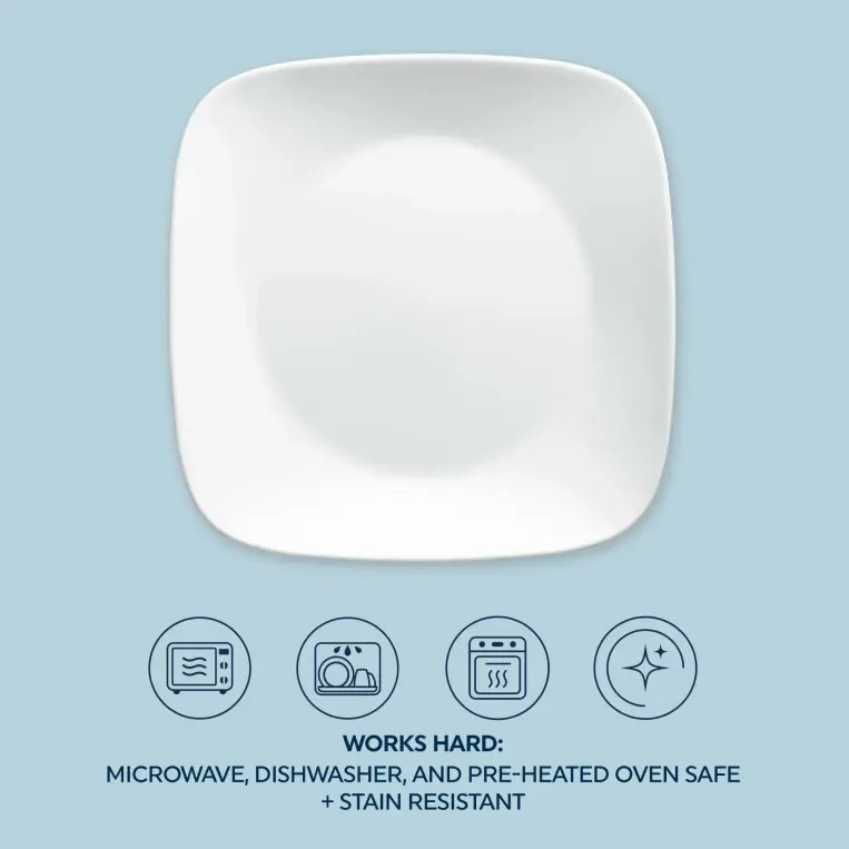 צלחת מנה עיקרית 26.5 ס"מ, Pure White מבית Corning Corelle תוצרת ארצות הברית