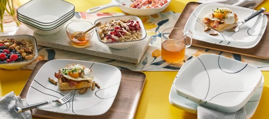 צלחת מנה עיקרית 26.5 ס"מ, Simple Lines מבית Corning Corelle תוצרת ארצות הברית