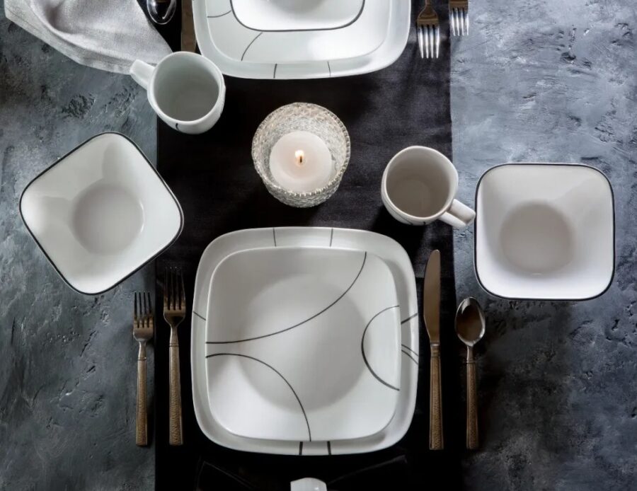 צלחת מנה עיקרית 26.5 ס"מ, Simple Lines מבית Corning Corelle תוצרת ארצות הברית