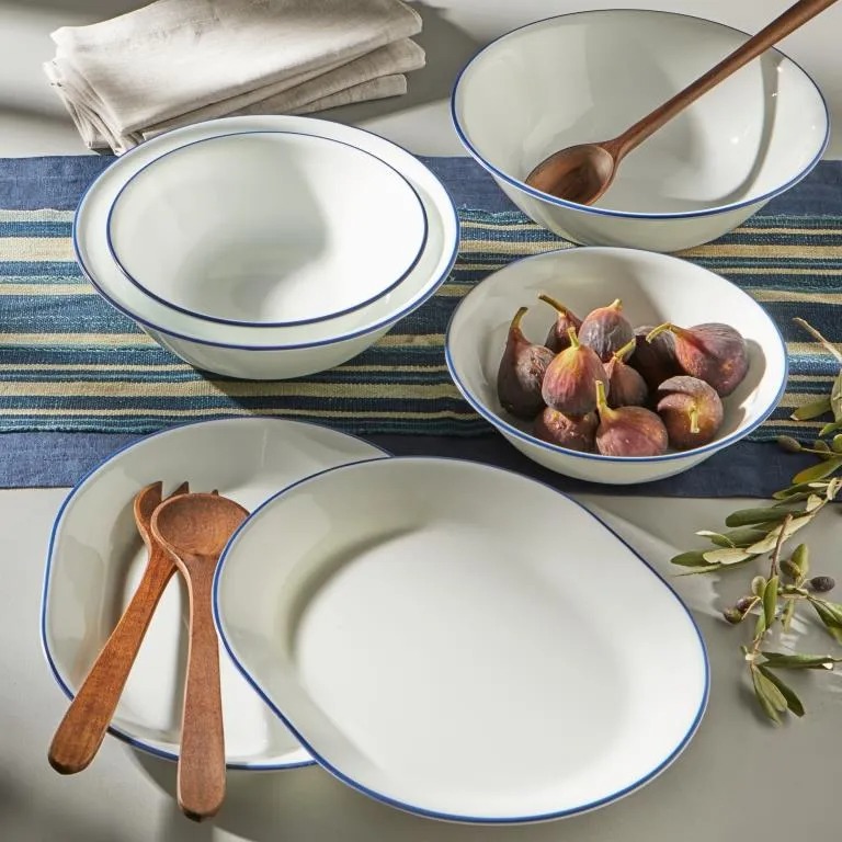 קערת סלט גדולה 2 ליטר פס כחול  מבית Corning Corelle תוצרת ארצות הברית