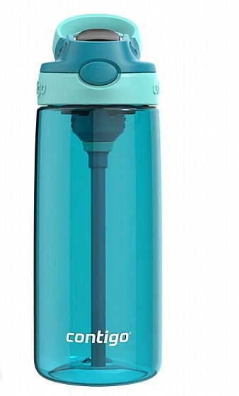 בקבוק CLEANABLE כחול תכלת 590 מ"ל CONTIGO +מדבקת שם מעוצבת מתנה