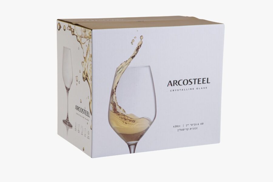 סט 6 כוסות יין  430 מ"ל זכוכית קריסטלין ARCOSTEEL