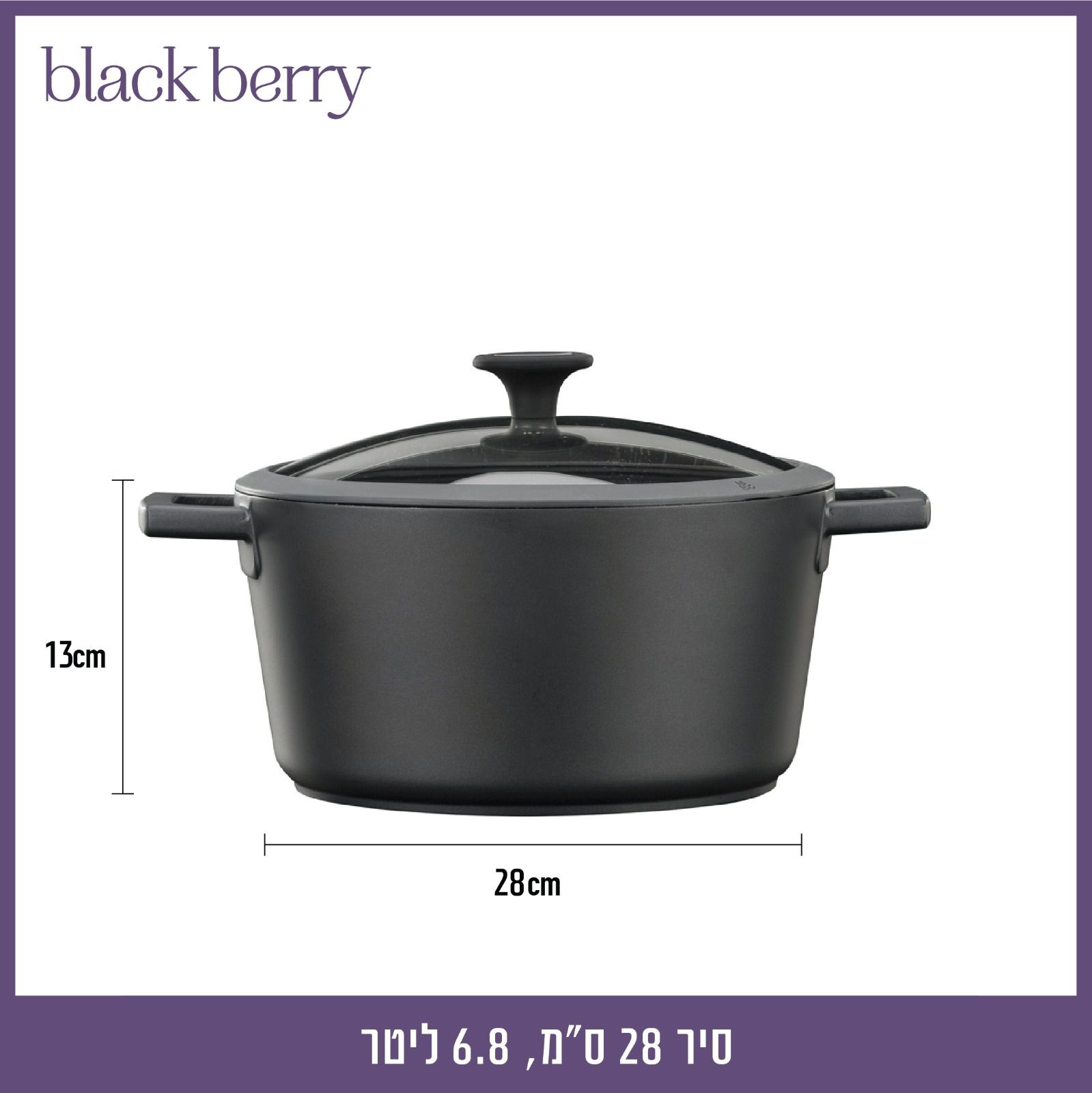 סיר יציקת אלומיניום 28 ס"מ 6.8 ליטר BLACKBERRY מבית FOOD APPEAL