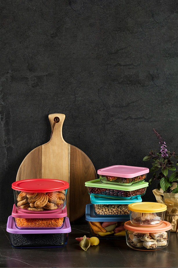סט אחסון זכוכית 3 חל' מרובע מכסה סיליקון COOK & STORE מבית FOODAPPEAL