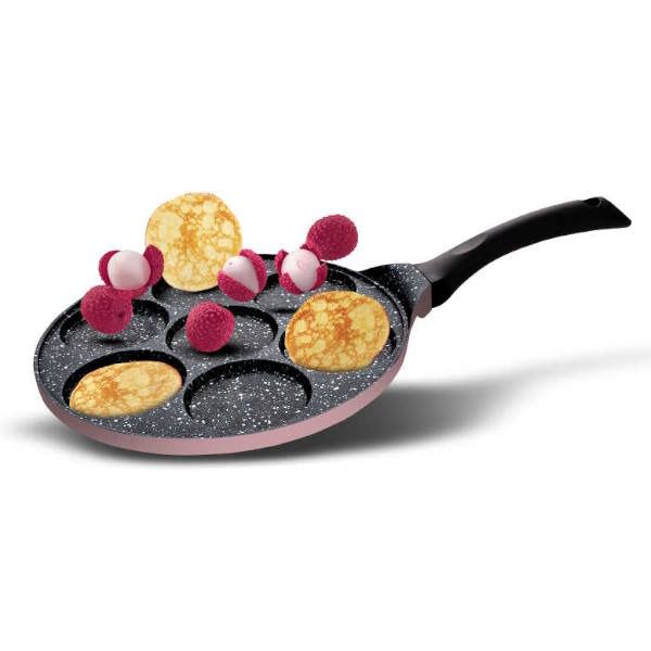 מחבת לביבות ופנקייק 7 שקעים 26 ס"מ BLACK MARBLE ורוד מבית Food Appeal