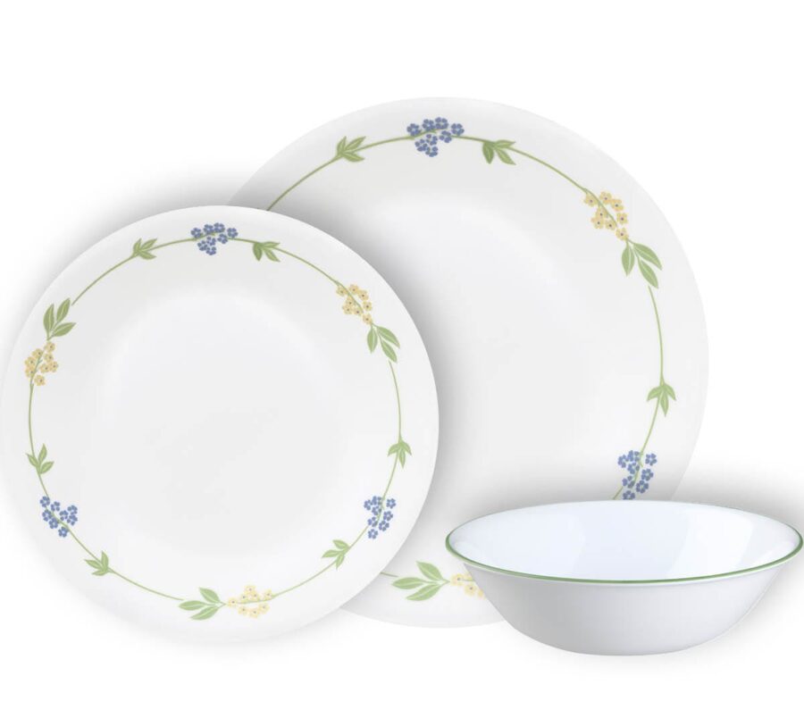 סט 18 חלקים, Secret Garden פס ירוק מבית Corning Corelle תוצרת ארצות הברית