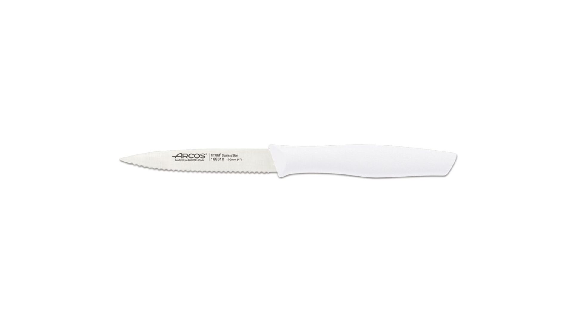 סכין ירקות משונן שפיץ ידית לבנה מבית Arcos