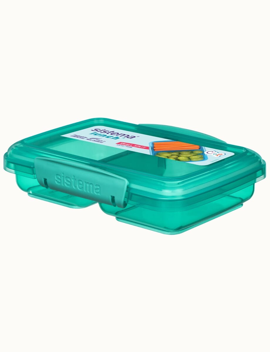 קופסה מלבנית מחולקת צבע טורקיז 350 מ"ל מבית SISTEMA