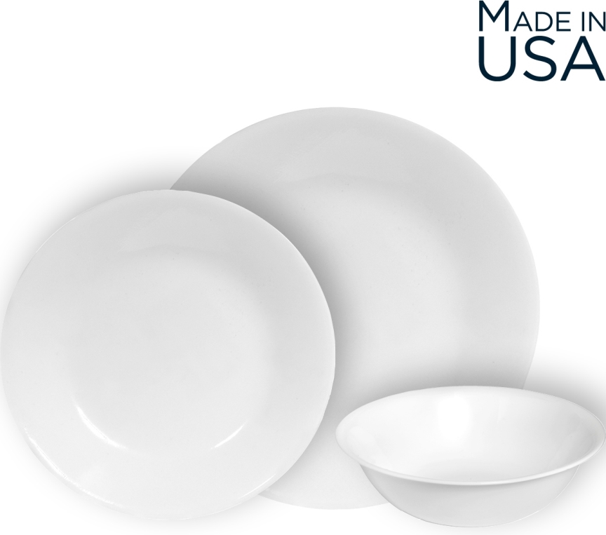 סט 18 חלקים מנה ראשונה, Winter Frost White מבית Corning Corelle תוצרת ארצות הברית